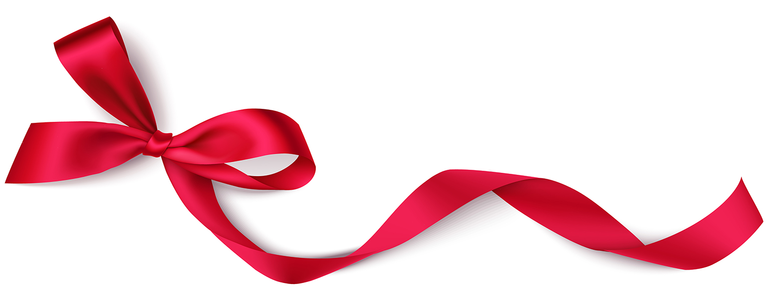 Decorative red bow with long ribbon isolated on white backgroun
